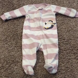 Striped Pink and White Kids One Piece